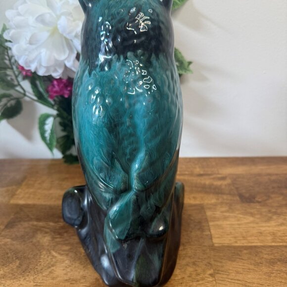 Blue Mountain Pottery Owl‎ Figurine Green Drip Glaze Canadian Vintage Ceramic - Picture 4 of 4